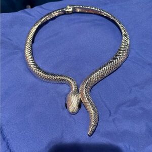 Silver Snake Reptile Choker Necklace